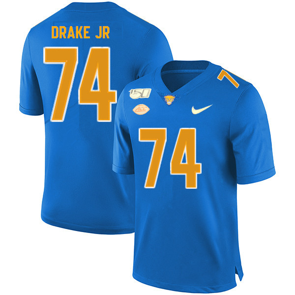 2019 Men #74 Jerry Drake Jr. Pitt Panthers College Football Jerseys Sale-Royal